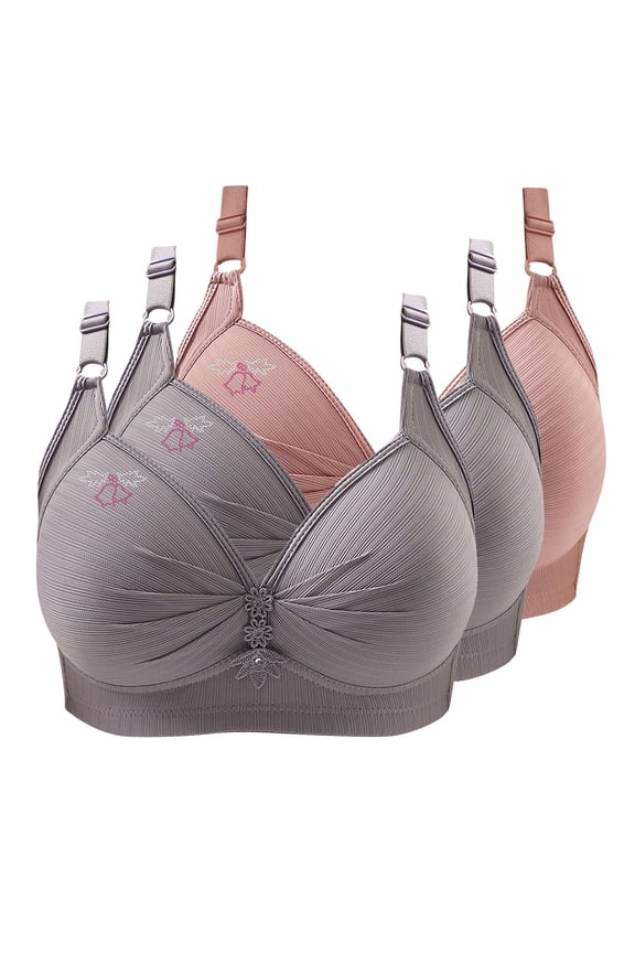 3 Pack Full Coverage Bras for Women Wide Straps Plus Size Big Bust Bra High Support Push Up Full Figure Everyday Bra ,XS-4XL