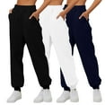 thumbnail image 1 of BSDJILFG 3 Pack Joggers for Women Casual Solid Color Lounge Pants Loose High Elastic Waist Trouser, 1 of 4