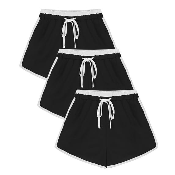 BSDJILFG 3 Pack Sleep Shorts Women Elastic Waist Solid Color Drawstring Athletic Casual Loose Yoga Lounge Shorts