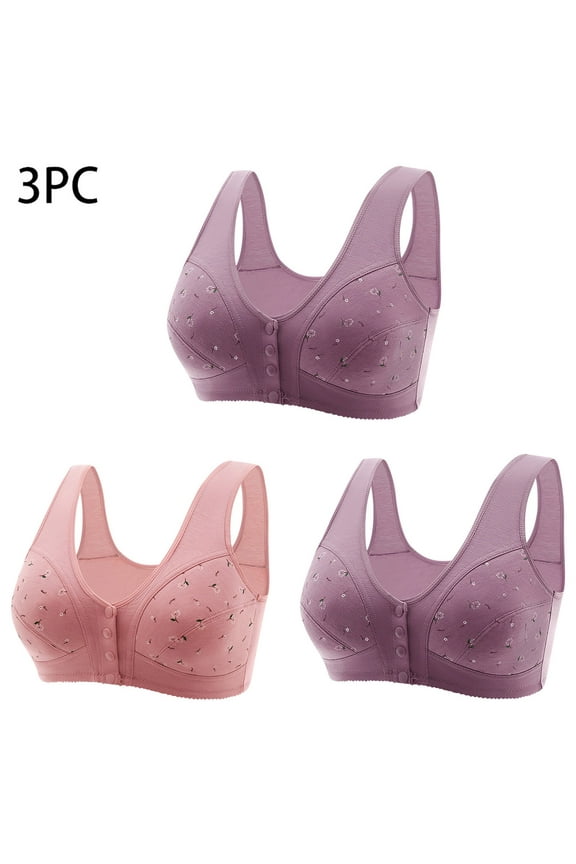 3 Pack Sports Bras for Big Breasted Women No Underwire Full Support Front Closure Seamless Lace Bralette ,M-7XL