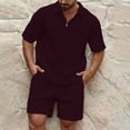 thumbnail image 1 of BSDJILFG 50% Clearance Off Mens Lounge Sets Short Sleeve Round Neck Tops Lapel Blouse Elastic Waist Shorts with Pockets Pajamas Sleepwear Activewear Summer Saving Clearance S-XXL, 1 of 6