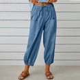 thumbnail image 1 of BSDJILFG 50% , Cotton Linen Pants for Women Plus Size Casual Loose Fit Solid Elastic Waist Long Pants Casual Summer Lounge Pants on S-3XL, 1 of 9