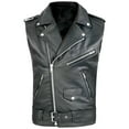 thumbnail image 1 of BSDJILFG 50% ,Mens Leather Jacket Black Motorcycle Jacket Sleeveless Tank Tops Zipper Closure Trendy Collar Jacket L-4XL, 1 of 7