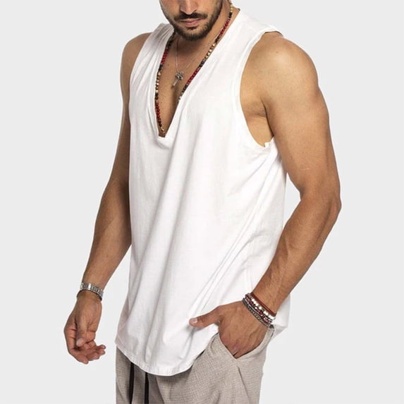 BSDJILFG 50% Clearance Off,Tank Tops for Men Casual Solid Summer Breathable Lightweight Tank V Neck Sports Vest Shirts Work Business Wear Active Tops on Clearance