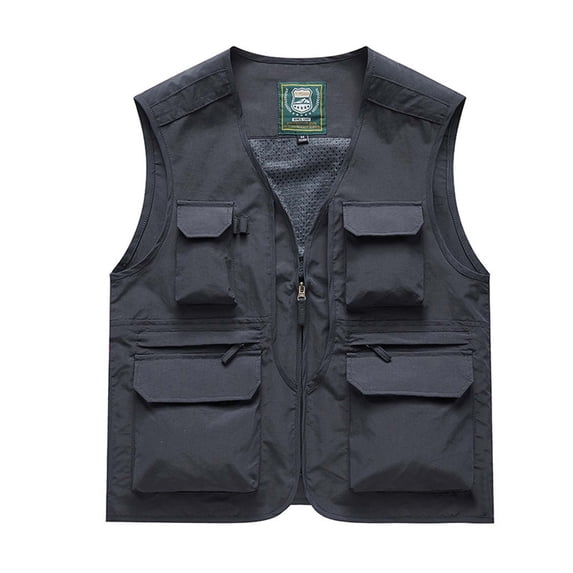 BSDJILFG 50% ,Vest Coat for Men Casual Solid Color Multiple Pockets Big and Tall Camping Travelling Hiking Fishing Outdoor Sports Photography Leisure Coat M-5XL