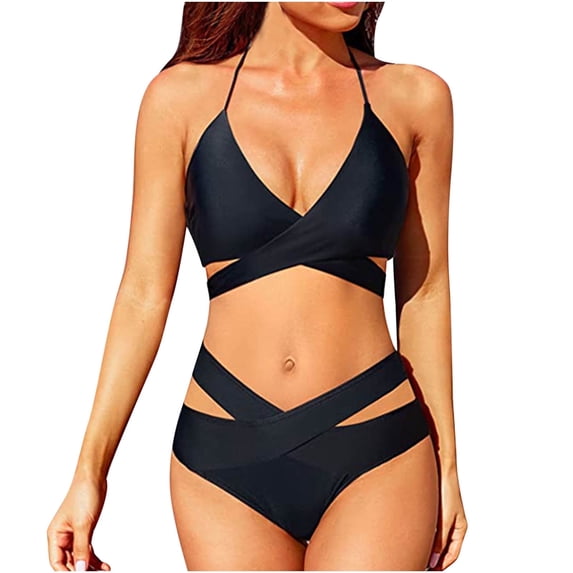 BSDJILFG Women Anime Derivative Bikini Set with Wrap Skirt Kawaii Swimsuit Lace-up Bathing Suit Two Piece Swimwear