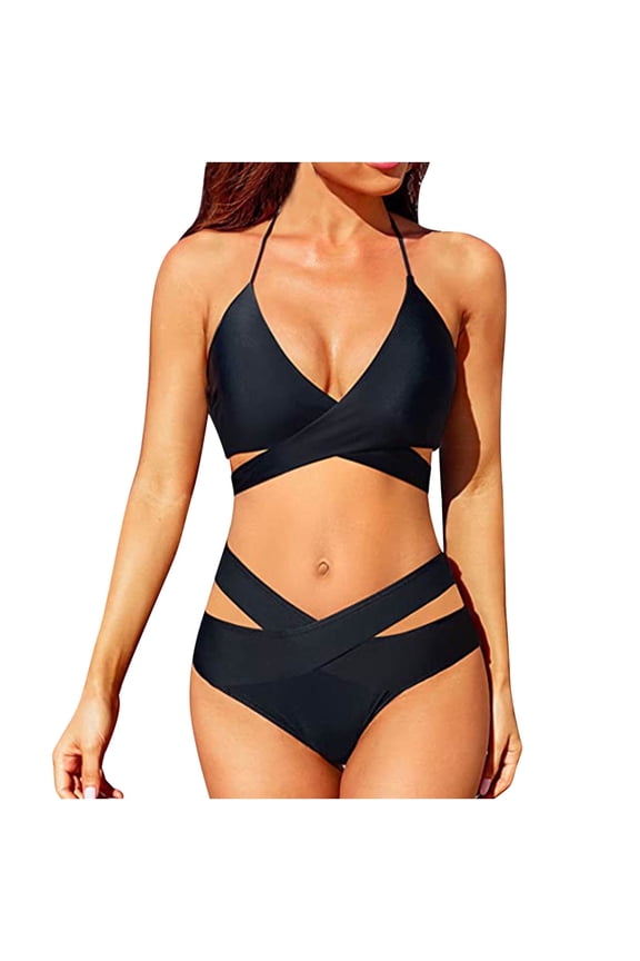 Women Anime Derivative Bikini Set with Wrap Skirt Kawaii Swimsuit Lace-up Bathing Suit Two Piece Swimwear