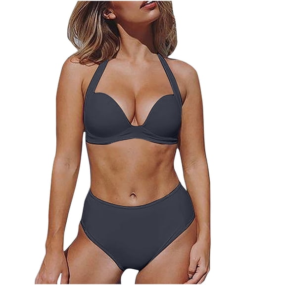 BSDJILFG 50% Women Plus Size High Waisted Bikini Sets Two Piece Swimsuits Cap Sleeve Bathing Suits Ruffle Trim Swimwear