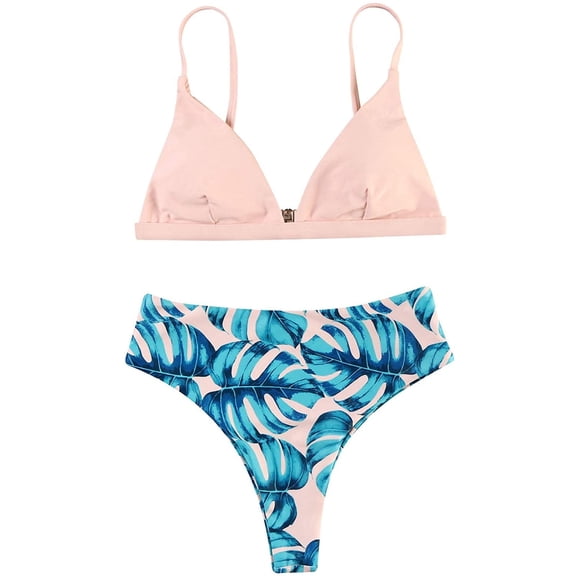 BSDJILFG 50% Women's 2 Piece Swimsuit Set Cow Print Criss Cross Wrap Spaghetti Strap High Waisted Bikini Set