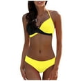 thumbnail image 1 of BSDJILFG 50% Women's Bikini Sets Two Piece Swimsuit High Round Neck High Waisted Back Cutout T-Sharp Top Summer, 1 of 4