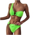 thumbnail image 1 of BSDJILFG Women's Bikini Sets Two Piece Swimsuit Smocked Back Tie Cheeky Mid Rise Swimwear, 1 of 7