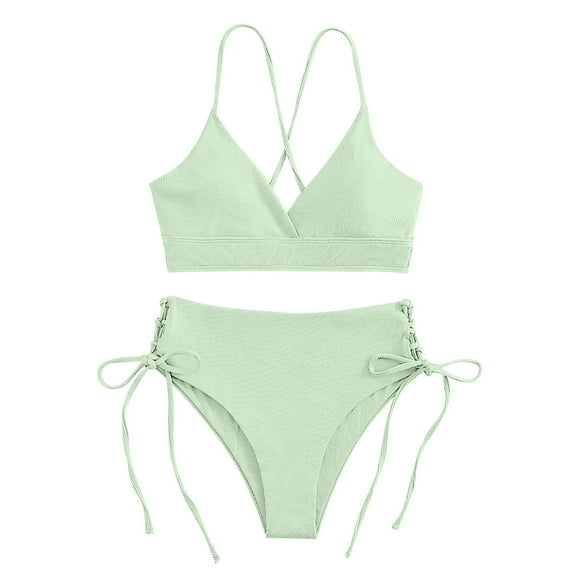 BSDJILFG 50% Women's Cutout Underboob High Waisted Bikini Cheeky High Cut Thong Two Piece Swimsuit