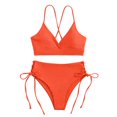 thumbnail image 1 of BSDJILFG 50% Women's Cutout Underboob High Waisted Bikini Cheeky High Cut Thong Two Piece Swimsuit, 1 of 5