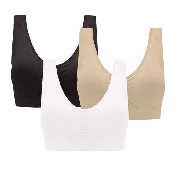 BSDJILFG 50% Sports Bars for Women, 3-Pack Women Sports Bra Without Wire Free Support Yoga Running Vest Underwears 3 Pcs, Post Surgery Bra
