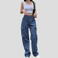 thumbnail image 1 of BSDJILFG 50% Womens Jeans High Waist Trendy Denim Trousers Baggy Oversized Pockets Loose Straight Layered Joggers Campus Style School Collage Looks, 1 of 9