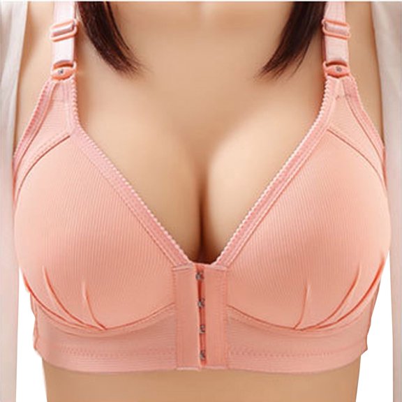 BSDJILFG 50% Comfy Bras for Women, Women Cute Plus Size Solid Color Steel Non-Magnetic Buckle Underwear Bras, Daisy Bras for Older Women