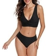 thumbnail image 1 of BSDJILFG 50% Women Swimsuit Two Piece Bikini Sets High Waisted Short Sleeve High Neck Zipper Front Bathing Suit, 1 of 3