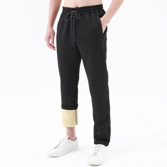 Men’s Thermal Fleece-Lined Joggers – Windproof – Drawstring Waist – Ankle Cuff Design