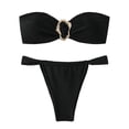 thumbnail image 1 of BSDJILFG Bandeau Swimsuits for Women High Waisted Push Up Rhinestone Swim Bra and Cheeky Swimwear Bottom, 1 of 6