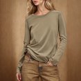 thumbnail image 1 of BSDJILFG Basic T-Shirts for Women Spring Layering Tops Athletic Workout Top Long Sleeve Solid Color Oversized Shirt Slim Fit Pullover Activewear Loungewear Tee Shirt, 1 of 8