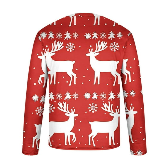 BSDJILFG Big and Tall Christmas T-Shirts Fall Winter Casual Long Sleeve Cute Reindeer Printing Graphic Tees Loose Fit Workout Crewneck Shirts Winter ,Sizes S-5XL
