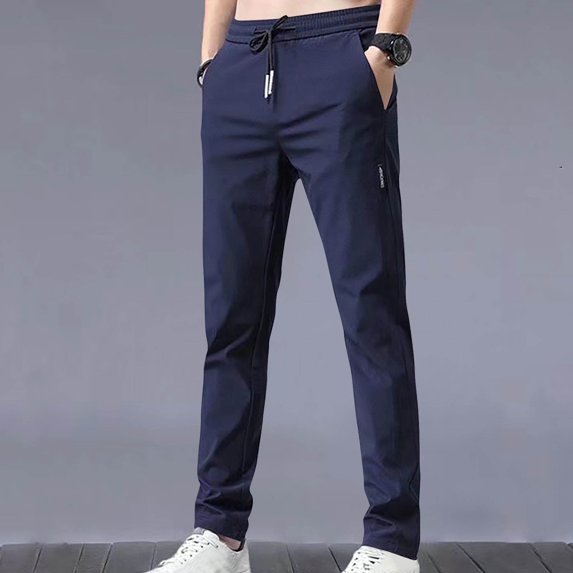 BSDJILFG Big and Tall Dress Pants for Men Summer Quick Drying Dress Pants Cooling Ice Silk Straight Leg Drawstring Waist Elatsic Stretch Trouser Basketball Football Sports Trouser Activewear,M-5XL