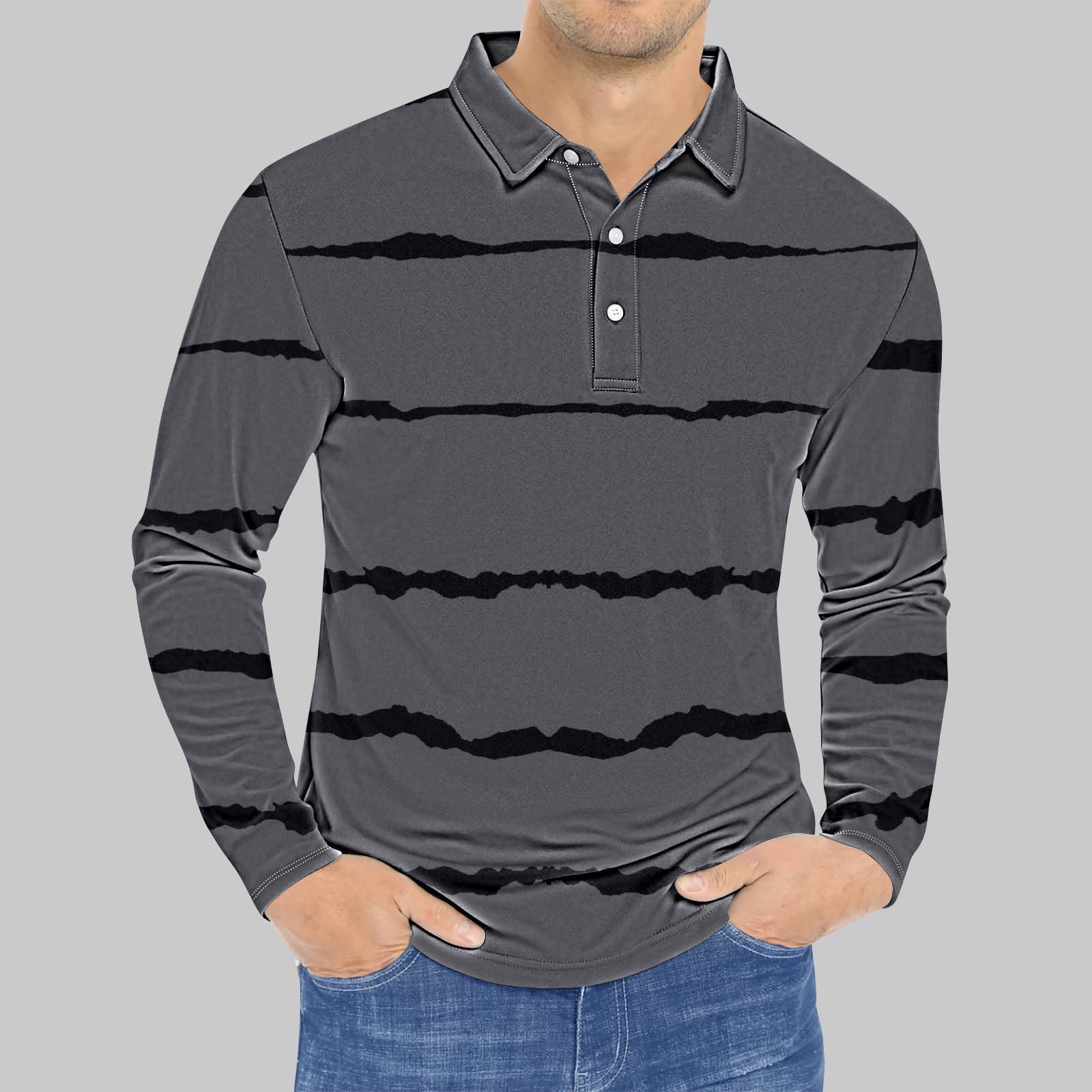 BSDJILFG Big and Tall Golf Shirts for Men Casual Striped Shirts Slim