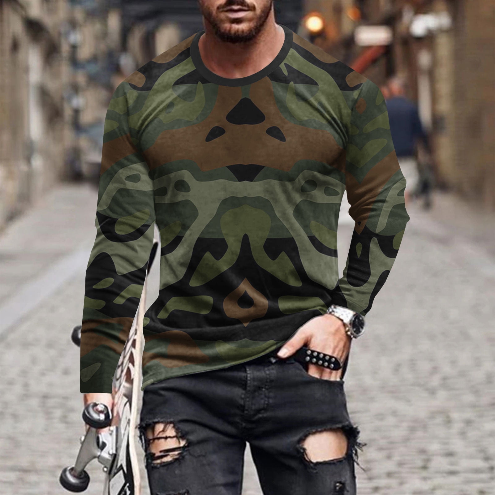BSDJILFG Big and Tall Shirts for Men Camo Shirts Loose Fit Graphic Tees