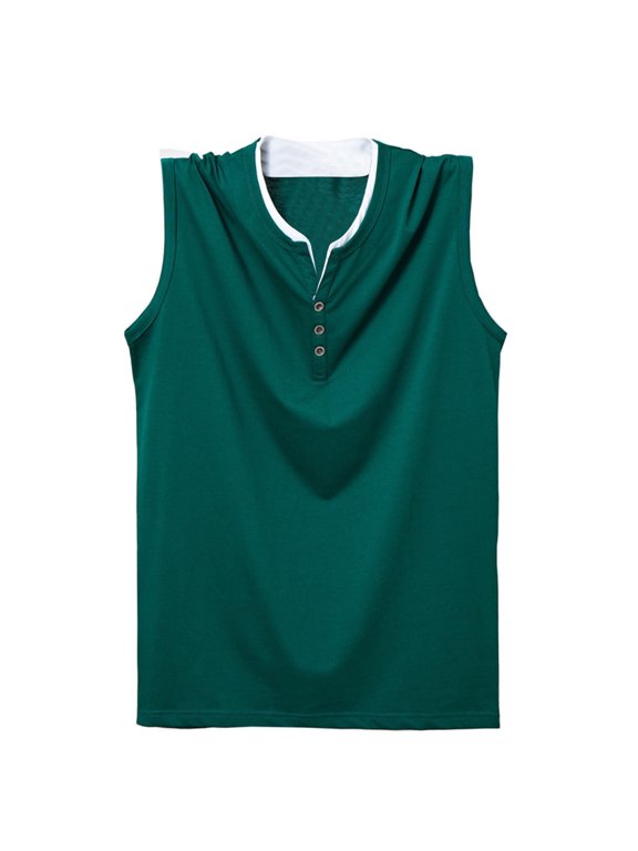 Big and Tall Tank Tops for Father's Day Men's Super Soft Cotton Sports Henley Button Vest Shirts Assorted Crewneck Quick Dry Athletic Gym Blouse ,XL-6XL