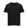 thumbnail image 1 of BSDJILFG Big and Tall Black T-Shirts ,Father's Day Men's s Casual Basic Tees Solid Color Loose Short Sleeve Round Neck T-shirt Cotton Tops,Sizes L-6XL, 1 of 5
