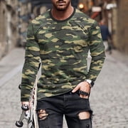 BSDJILFG Big and Tall Camo Shirts for Men Loose Fit Graphic T-Shirt Long Sleeve Crew Neck Tees Pullover Sports Tops Rollbacks,S-5XL