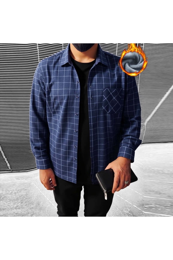 Big and Tall Fleece Jackets for Men Lightweight Cardigan Business Casual Plaid Shirt Long Sleeve Button Down Shacket Jacket Navy