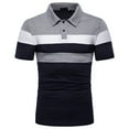 thumbnail image 1 of BSDJILFG Big and Tall Father's Day Men's s Golf Shirts Striped Tee Athletic Tops Slim Fit Short Sleeve Solid Tops Work Business Shirts on S-5XL, 1 of 4