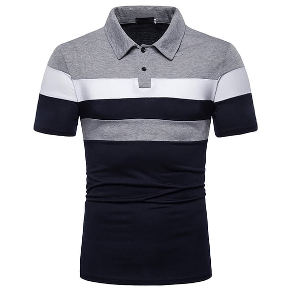 BSDJILFG Big and Tall Father's Day Men's s Golf Shirts Striped Tee Athletic Tops Slim Fit Short Sleeve Solid Tops Work Business Shirts on S-5XL