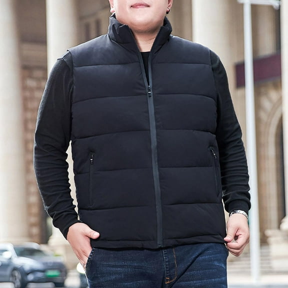 BSDJILFG Big and Tall Mens Puffer Vest Full Zip Up Quilted Vest Oversized Fit Sleeveless Raglan Outerwear for Camping