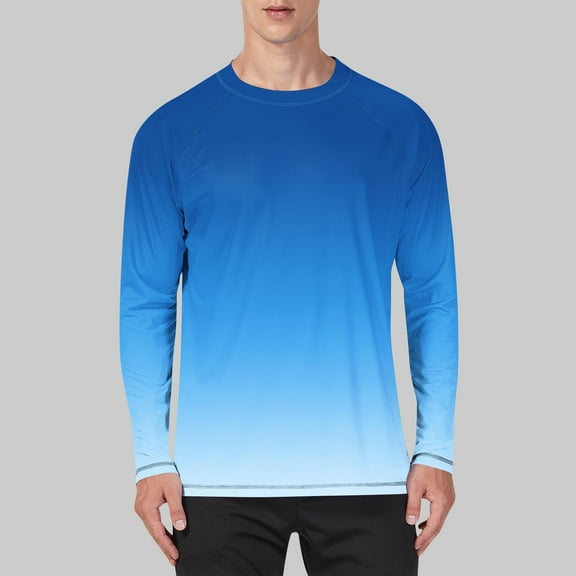 BSDJILFG Big and Tall Mens Sun Protection Shirts Long Sleeve UPF 50+ Cooling Silky Gradient Color Fishing Hiking Shirts