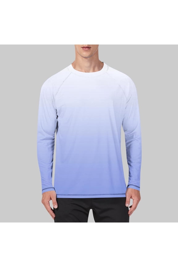 Big and Tall Mens Sun Protection Shirts Long Sleeve UPF 50+ Cooling Silky Gradient Color Fishing Hiking Shirts