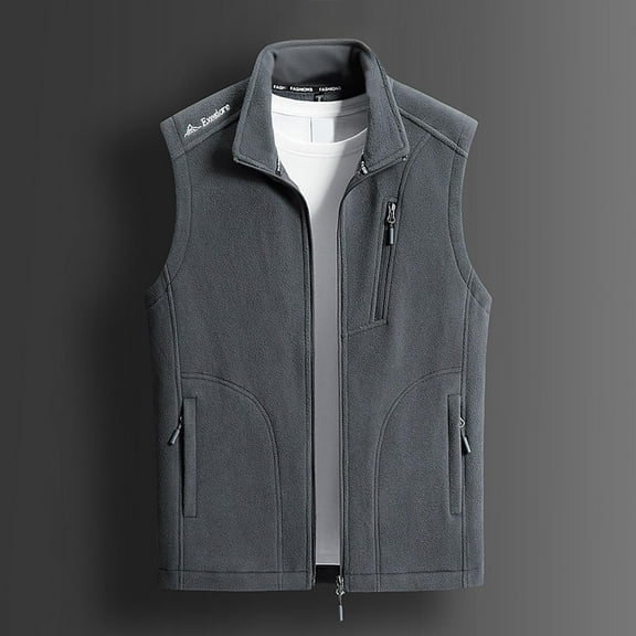 BSDJILFG Big and Tall Sherpa Jackets for Men Full Zip Up Vest Sleeveless Fleece Lined Warm Cozy Outerwear with Zippered Pockets,Sizes M-4XL