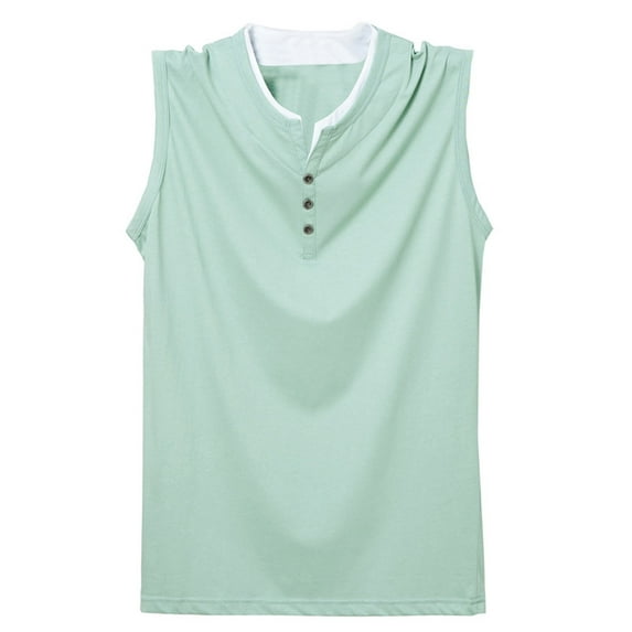BSDJILFG Big and Tall Tank Tops for Men Super Soft Cotton Sports Henley Button Vest Shirts Assorted Crewneck Quick Dry Athletic Gym Blouse ,XL-6XL