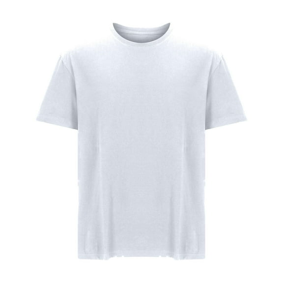BSDJILFG Big and Tall White T-Shirts ,Father's Day Men's s Casual Basic Tees Solid Color Loose Short Sleeve Round Neck T-shirt Cotton Tops,Sizes L-11XL