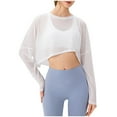 thumbnail image 1 of BSDJILFG Bikini Cover Ups Tops Casual Long Sleeve Tees See Sheer UV Protection Lightweight Cropped Crewneck Pullover Shirts, 1 of 6