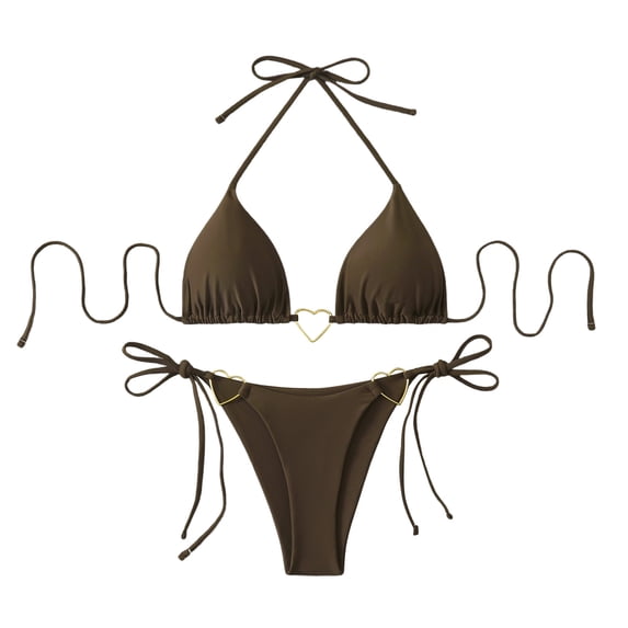 BSDJILFG Bikini Sets for Women Two Piece High Waisted Swimsuits Halter V-Neck Triangle Bathing Suits