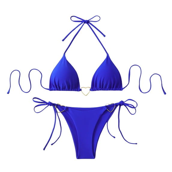 BSDJILFG Bikini Sets for Women Two Piece High Waisted Swimsuits Halter V-Neck Triangle Bathing Suits