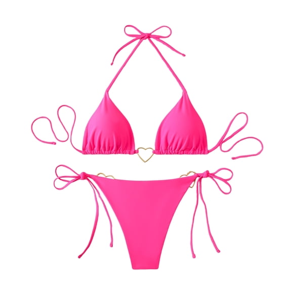 BSDJILFG Bikini Sets for Women Two Piece High Waisted Swimsuits Halter V-Neck Triangle Bathing Suits