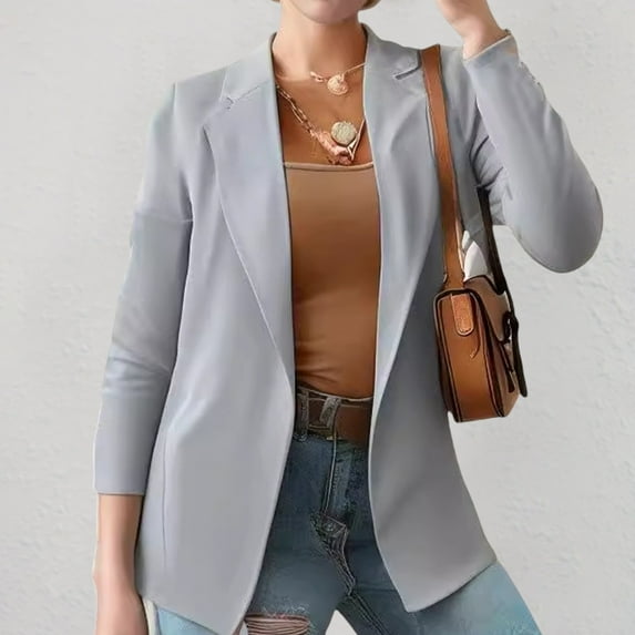 BSDJILFG Blazers for Women Business Casual Regular Fit Suits Jacket Long Sleeve Solid Color Wrinkle Free Breasted Dress Suits Workwear Jackets