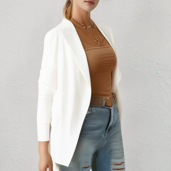 BSDJILFG Blazers for Women Business Casual Regular Fit Suits Jacket Long Sleeve Solid Color Wrinkle Free Breasted Dress Suits Workwear Jackets