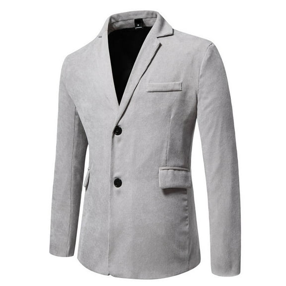BSDJILFG Blazers for Men Vintage Corduroy Jacket Stand Collar Two-Button Single Breasted Slim Fit Suit Jacket
