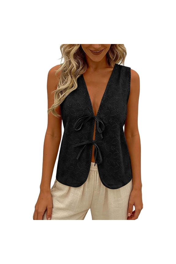 Boho Tops for Women Cute Juniors Tie Front Shirt Casual Slim Fit V-Neck Floral Tunic Shirts 2026