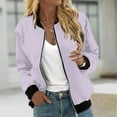 thumbnail image 1 of BSDJILFG Bomber Jackets for Women Fall Trendy Scrub Jacket Lightweight Breathable Color Blocked Full Zip Up Varsity Jackets, 1 of 5