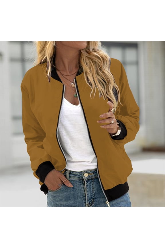 Bomber Jackets for Women Fall Trendy Scrub Jacket Lightweight Breathable Color Blocked Full Zip Up Varsity Jackets